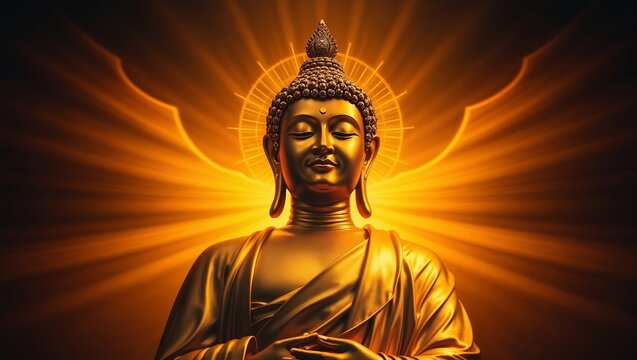 Epic background , amazing thai gold buddha and gold light background.