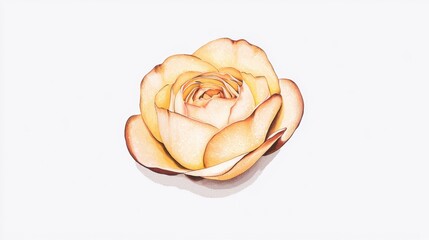 Elegant Yellow Rose Blossom on White Background for Floral Decor