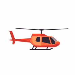 Red Helicopter Side View Illustration