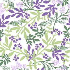 Botanical Bliss Purple and Green Wildflower Abstract can be use for background and apparel design