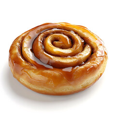 Fototapeta premium A freshly baked apple cinnamon roll with golden brown top, soft dough, and gooey caramel filling