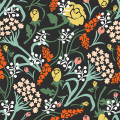 Variety in Floral Harmony Garden Blossom Pattern can be use for background and apparel design