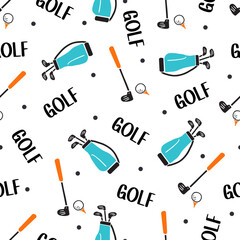 Golfer Dream Time Equipment Silhouette Pattern can be use for background and apparel design