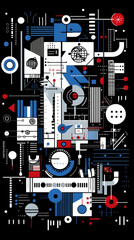 Obraz premium Abstract technology design, data processing, complex system, digital network, futuristic background, website banner