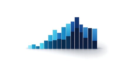 Fototapeta premium 3D Gradient Blue Bar Chart, Abstract 3D bar chart with gradient blue bars on a white background