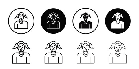 Shocked Girl icon Flat art illustration in outline