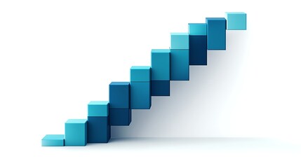 Fototapeta premium 3D Gradient Blue Bar Chart, Abstract 3D bar chart with gradient blue bars on a white background