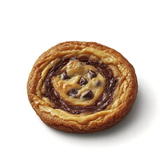 Fototapeta premium A freshly baked chocolate chip cookie with golden brown edges, soft chewy center, and visible chocolate chips