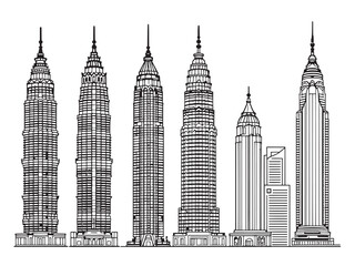 Petronas Towers Line Art