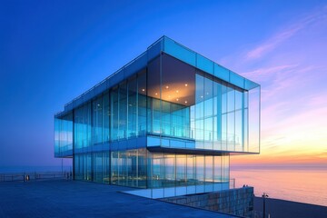 Fototapeta premium modern glass building panoramic windows