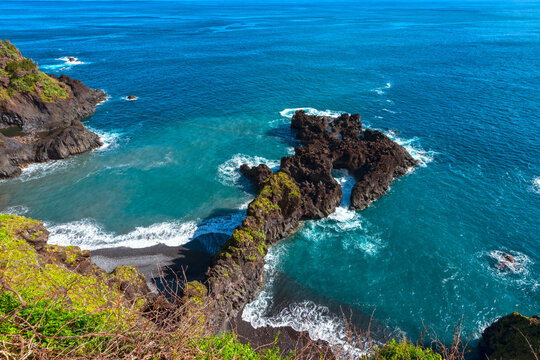 Rocky coast at Seixal Madeira. Ocean. Coastal.
