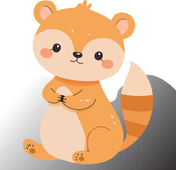 Cute cartoon, orange fur, round ears silhouettes  vector 