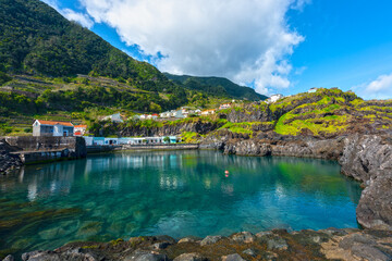 Village Seixal in Madeira, Portugal - travel background. Beautiful sunny day.