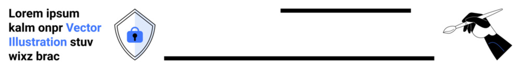 Shield with lock for data protection next to wizards hat symbolizing innovation and creativity. Ideal for cybersecurity, education, creativity, digital solutions, branding, consulting, and flat