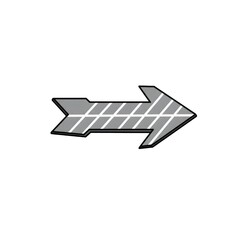 Gray arrow pointing right with diagonal stripes