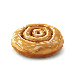 Fototapeta premium A freshly baked cinnamon roll with golden brown glaze, soft dough, and visible cinnamon swirls