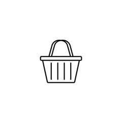 shopping basket line art on white background