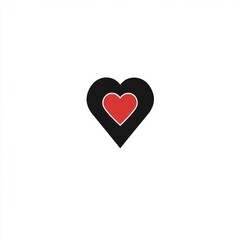 Simple heart icon, black outline with red center