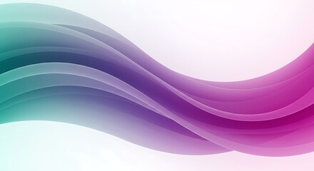 Flowing Abstract Waves in Gradient Green Purple and Pink with Transparent Overlaps