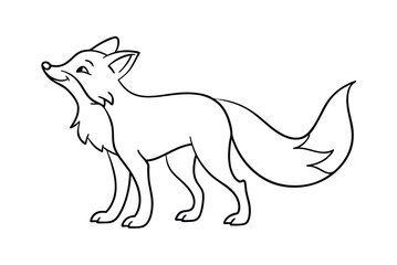 Outline Illustration Of A Cute Fox Standing On White Background