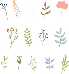 seamless pattern with flowers silhouettes set - vector 