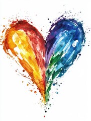 Abstract watercolor heart. LGBTQ Illustration. Watercolor Pride. LGBTQ culture. LGBTQIAN concept.
