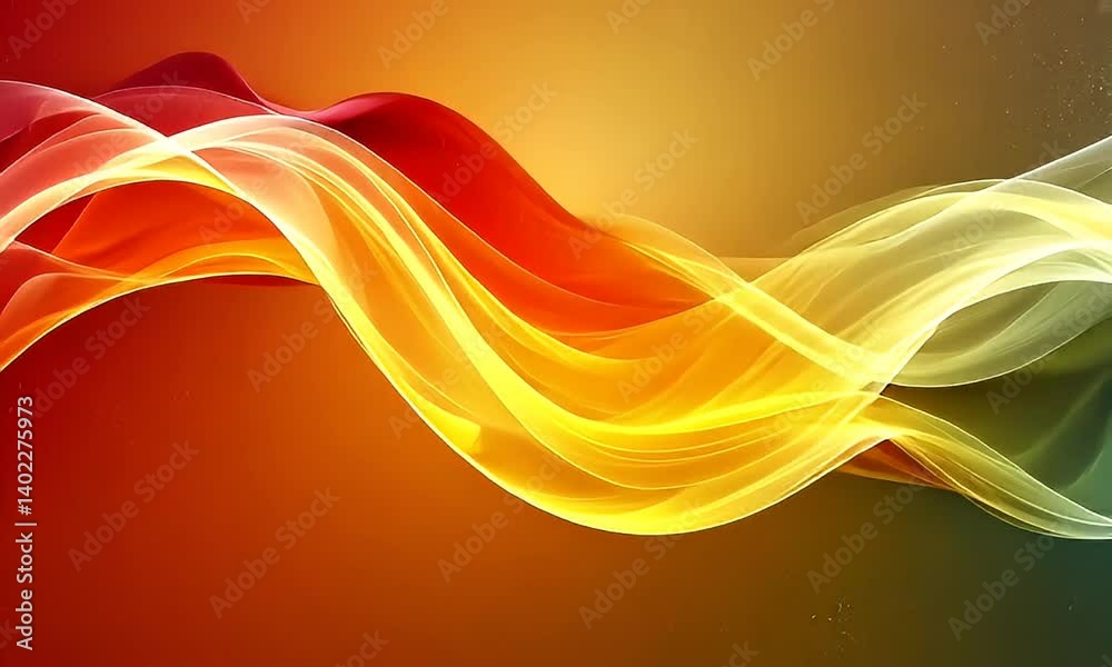 Wall mural abstract flowing waves of colorful light in warm hues of red, yellow and orange creating a dynamic a