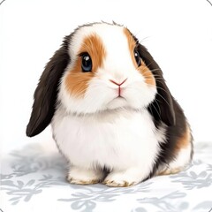 Fototapeta premium Cute little bunny, adorable, digital art, fluffy, sitting on a soft surface