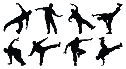 Set of dynamic silhouette of people dancing. vector illustration.