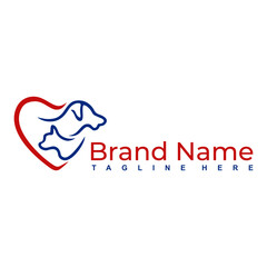 Line Of Head Pet Logo Design. Line Of Head Pet Logo Template, cat and dog logo