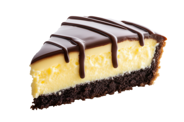 Boston Cream Pie, Slice of Chocolate Drizzled Cheesecake with Brownie Crust