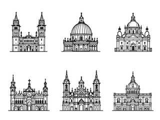 Fototapeta premium St Marks Basilica Black Line Drawing Art