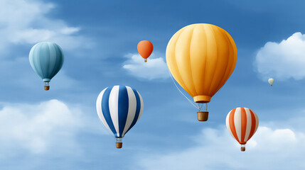 Fototapeta premium Background of cute illustration watercolor of hot air balloons in the sky.Wallpaper concept