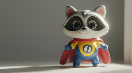 Cute Cartoon Raccoon Superhero Figurine