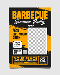 Barbecue summer party vertical flyer or poster vector template design