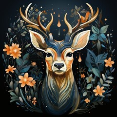 Obraz premium Stylized Animal Illustrations in a Minimalist Dark Palette