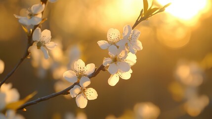A close-up of pink cherry blossoms against a blue sky.