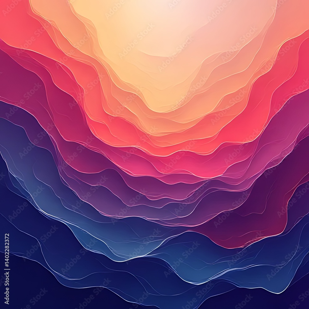 Poster abstract gradient waves design with vibrant color transitions