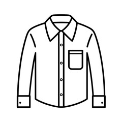 Long-sleeved shirt icon in black outline with collar and pocket for men&rsquo;s fashion, wardrobe, or formal wear illustrations