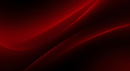 Red and Black Abstract Background with Flowing Curves and Layered Gradient Depth