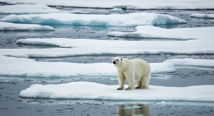 Polar bear on ice floe in arctic environment wildlife and conservation