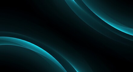 Dark Abstract Background with Smooth Flowing Teal and Black Curves