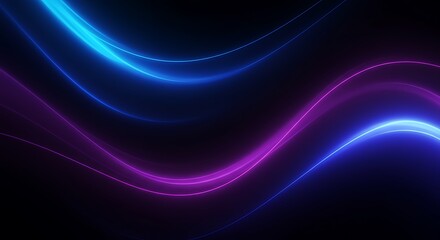 Dynamic Abstract Background with Flowing Neon Blue and Purple Wavy Lines on Dark