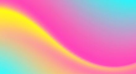 A dynamic blend of colorful waves featuring gradients of bright pink, yellow, blue, and turquoise. The fluid, wave-like forms create a sense of motion and energy, seamlessly blending into one another.