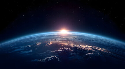 Obraz premium blue sunrise, view of earth from space