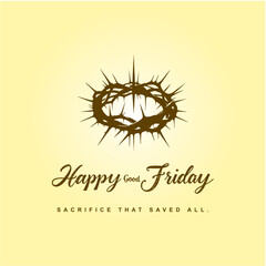 Happy Good Friday Social Media Post with Crown of Thorns on Ground