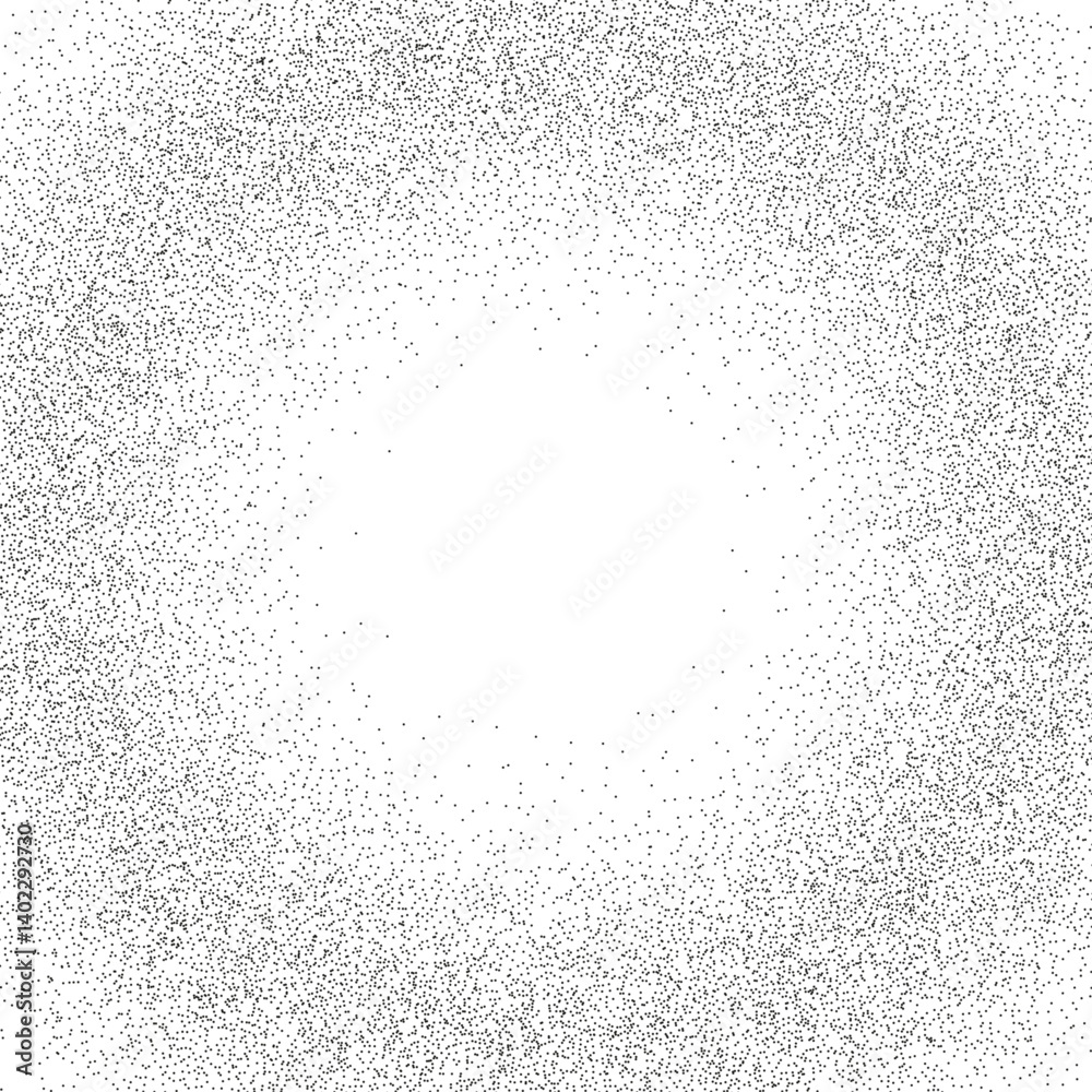 Leinwandbilder black halftone sand gradation in noisy gradient dotted background. grainy vignette frame with stippl
