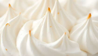Close Up Whipped Cream Meringue Dessert