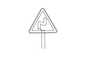 Road markings concept. Single line draw design. Vector graphic illustration