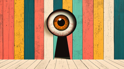 Psychological thriller, A psychological thriller image featuring a single eye peeking through ominously, high fidelity detail.